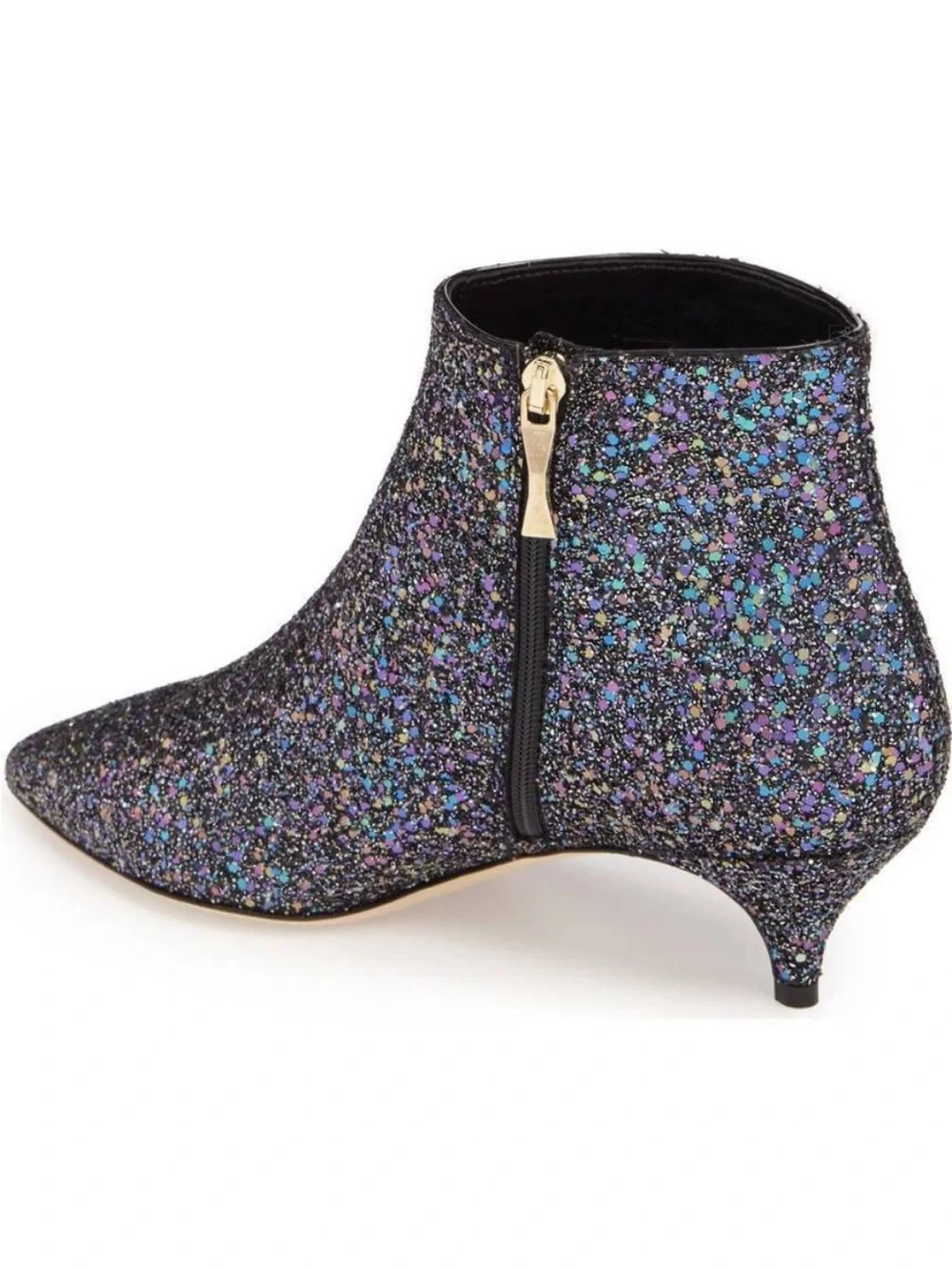 NWOB Kate Spade NY Olly Too Pointy Toe Kitten Heel Bootie Size 9M Sparkly